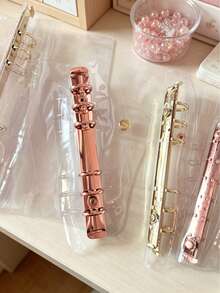 Rose Gold/Gold A5/A6/A7 PVC Transparent Loose-Leaf Binder Cover 3D Sticker/Postcard/Photo Card Collection Album,Card Holder - Color - View 5