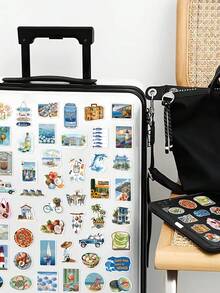 50pcs Summer Beach Stickers Set Cartoon Decorative Stickers For Laptop Suitcase Scrapbook Diy Decor School Supplies - Summer Beach - View 3