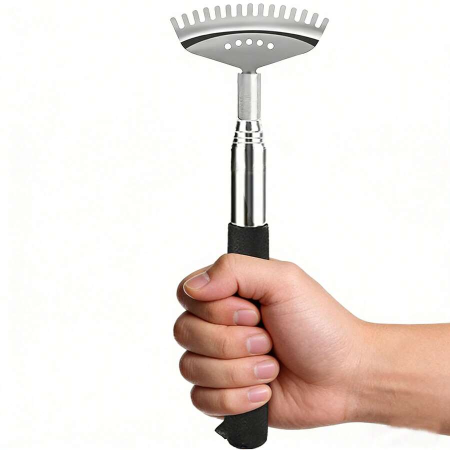 1Pc Upgraded 5-Section Extendable Back Scratcher – 15-Rake Stainless Steel Telescopic Tool With Ergonomic Grip, Portable Massager For Men & Women, Ideal Birthday & Christmas Stocking Stuffer