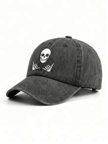 1pc Unisex Outdoor Casual Fashionable Skull Print Distressed Baseball Cap Trucker Hat Adjustable Soft Top Snapback Hat For Summer Beach Sports - Baseball Cap - View 12