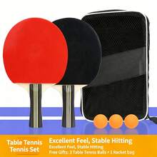 Juego de raquetas de tenis de mesa, incluye 2 raquetas, 3 pelotas de tenis de mesa y bolsa portátil, adecuado para principiantes - Multicolor - Ver 9