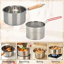2.5L Deep Fryer With Basket, 304 Stainless Steel Small Round Fryer With Lid, For Kitchen Cooking French Fries, Chicken Wings, Fish, Shrimp - View 2