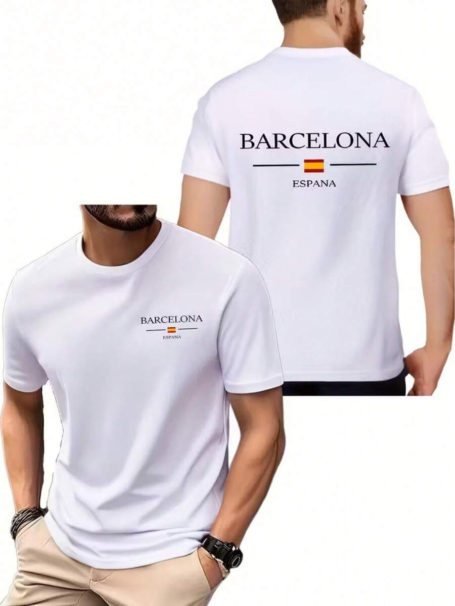 Men's Breathable Mesh Sports Shirt With Double-Sided Print - Moisture-Wicking Fitness Shirt, Suitable For All Seasons, Running, Fitness And Casual Wear - 白色 - 查看 1