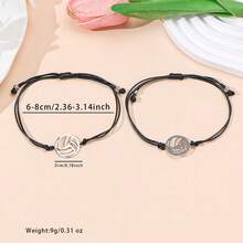 2pcs Minimalist Vintage Oil Drop Woven Volleyball Sports Style Friendship Bracelet - Ball Games - View 5