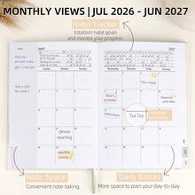 2026-2027 Planner - Weekly And Monthly Planner, July 2026 - June 2027, Linen Hardcover, 2026-2027 Calendar Planner Book With Tabs, Aesthetic, Perfect For Office Home School Supplies - Jul. 2026 - Jun. 2027 - View 5