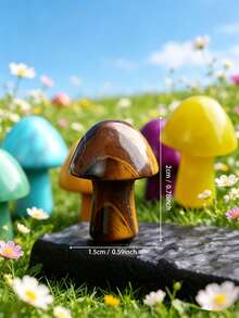5/10/20/30/50/100pcs Artificial Crystal Mini Mushroom Beads, Spiritual Energy Faux Gemstone Carved Handmade Craft, Mixed Material Home Decor - Multicolor - View 10