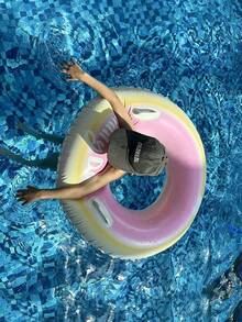 1 Set de flotador inflable para piscina, funda impermeable para teléfono y bomba de aire, aro inflable de PVC de 60-100cm, flotadores de brazo inflables unisex, incluye estilo de dona verde, rosa, chocolate, estilo de sandía, adecuado para adultos, adolescentes, fiesta en la playa, piscina, playa, vacaciones de verano, flotador de ocio para piscina - Múltiples estilos - Ver 6