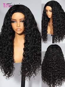 Tinashe Beach Curly Natural Wave 3 IN 1 Half Wig Human Hair Wigs Scalp Look 180% Density Human Hair Human Hair Wig No Leave Out Brazilian Human Hair Natural Color For Women Glueless Wig Clip & Go - SNatural - View 5
