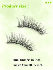 10 Pairs Cat Eye False Eyelashes With Extended Outer Corners, 3D Fluffy Natural Soft Invisible Transparent Band - Black - View 9