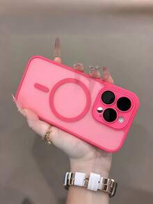 Magnetic Wireless Charging Protective Case, Frosted Translucent Shell, Shockproof Protective Case, Compatible With Apple 16 Pro Max/15/14/13/12/11 - Rosa Fucsia - Ver 3