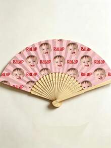 Customized Photo And Name LOGO Wedding Fan, Classic DIY Fan, Decorative High-Quality Customization, Gift For Girlfriend, Dad, Family, Mom, Friends, Pets - Multicolor - View 4