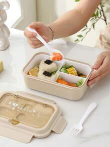 1個附餐具便當盒，可微波成人午餐盒，3格食物儲存容器，保溫便當午餐袋，大容量防漏午餐盒 - 彩色 - 查看 5