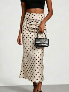 SUNSTORY Women's Summer Casual Commute Leopard Print Skirt, Suitable For Party, Office, Skirt, Music Festival, Casual Outing, Street Style, Autumn, - Apricot - View 3