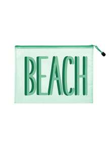 多色網格海灘包印有「Beach」字樣，大容量透明化妝包與尼龍拉鍊盥洗包，輕量設計可收納文件、文具、防曬霜、零食、比基尼、海灘必需品，快乾防沙，適合游泳、海灘、潛水、夏季度假、春夏收納，適用於朋友、家人、閨蜜、同學，生日、節日、派對、婚禮（伴娘）、畢業季，教學包、老師包，完美禮物，適合父親節、日必需品 - 彩色 - 查看 14