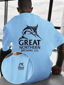Una camiseta casual para hombre con un diseño creativo, estampado de Marlin GREAT NORTHERN, estilo retro americano, única y llamativa, estampado a doble cara en la parte delantera y tras - Blanco - Ver 10