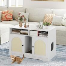 43 Inches Cat Litter Box Enclosure With Storage And Double Rooms - B - View 2