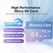 1pc 256GB/128GB/64GB/32GB Memory Card With Adapter, High-Speed Flash TF Card A1 C10 Memory TF Card Suitable For Tablet/Camera/Phone/Laptop/Desktop/Car Audio/Game Console/Audio Device - Securely Store Your Files! - Blue-purple - View 4