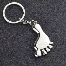 1pc New Couple Fashion Pendant Simulated Mini Foot Keychain, Street Festival Party Gift For Couples And Friends, Daily Wear Fashion Style Car Key Bag Accessory Footprint Key Charm - Multicolor - View 8