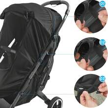 1pc Universal Stroller Sun Shade Cover, Mosquito Netting, Light Blocking Sun Sail Canopy For Baby Stroller - Black - View 6
