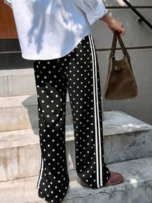 Soltrb Women's Loose Fit Leopard Print Hiphop Pants - Black and White - View 5