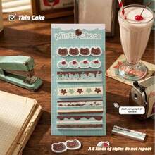 120Pcs Random Bakery Themed Cream Tone Memo Sticky Notes, Lightweight Paper Material With Lovely Bakery Food Printed Patterns. Multi-Index Categorized Highlighter Tab Stickers For Page Marking, Journal Decoration And Planner DIY Crafts.Back To School - Multicolor - View 4