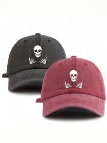 1pc Unisex Outdoor Casual Fashionable Skull Print Distressed Baseball Cap Trucker Hat Adjustable Soft Top Snapback Hat For Summer Beach Sports - Baseball Cap - View 7