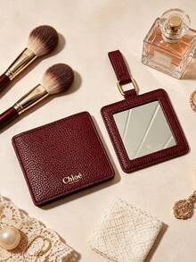 Chloé Pocket Sized Foldable Makeup Mirror HD Clear Lens Easy Slip Into Purse For Outdoor Touch Up CHLOE-GIFT-22 - Rust Brown - View 6
