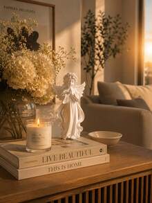 Praying Angel Statue Decor, White Angel Statue For Shelf, Farmhouse Style Home Decor Accent, Commemorative Gift, Housewarming Gift For Women, Gift For Mom - New Model - View 8