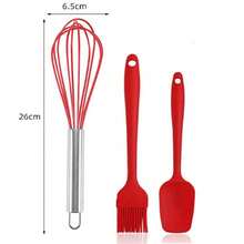 Set Peralatan Memasak & Memanggang Silikon Anti Lengket Tahan Panas 6/3 buah, Pengikis Besar/Pengikis Kecil/Spatula Besar/Kuas Minyak/Spatula Panjang/Pengocok, Untuk Kue & Krim, Aman untuk Mesin Pencuci Piring (Merah, Hitam) - MultiWarna - View 16