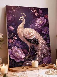 珍珠畫金鳳凰祥雲主題無框DIY手工黏貼鑽創意鑽畫套裝，適合臥室裝飾、客廳掛畫、房間佈置、藝術品、送給朋友的禮物 - 無框 - 查看 2