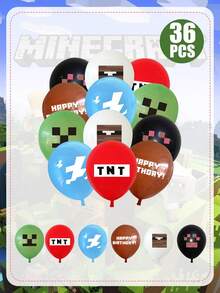 Minecraft Latex Balloons - Game Party Balloon Decorations - Boy Game Birthday Decorations - Pixel World Kids Birthday Party Decoration Balloons - Multiple Styles - View 12