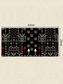 Thảm trải bàn dài cho bàn làm việc màu đen họa tiết dệt Fair Isle, in bông tuyết mùa đông và mũi tên, phong cách Bohemian trang trí nhà cửa cho bàn ăn và bàn trang điểm, trang trí Giáng Sinh - Xem 9
