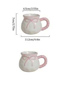 1pc 220ml Ceramic Cup With A Bow Design; Small-Capacity Coffee Cup With A Bow-Shaped Handle; Ideal For Af On Tea And Black Tea; Suitable For Use As An Espresso Cup In Restaurants And Cafes; Makes An Exquisite Gift - Multicolor - View 16