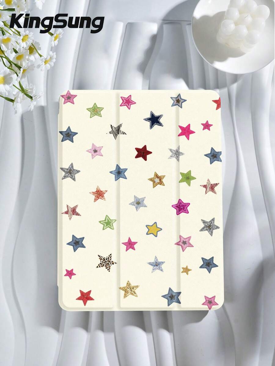 Kingsung Star Pattern Tablet Case, Compatible With Ipad Air 8 (Model M4), 2026 11-Inch/13-Inch, 9.7/10.2/10.5/10.9/12.9-Inch, Pro 11-Inch, 10th Generation , Galaxy Tab S6 Lite 10.4-Inch, Kindle Paperwhite 2024 12th Generation, Kindle 2022 11th Generation. It Has Shock-Proof Function And Intelligent Stand, Automatic Wake-Up And Sleep Functions.