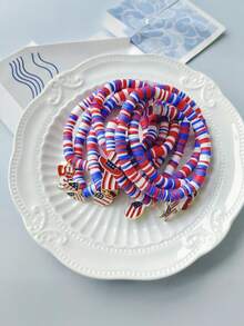2/1 pieza Pulsera Patriótica del Día de la Independencia, Accesorios Decorativos con Forma de Estrella y Corazón de la Bandera Americana, Cuerda de Mano, Adecuado para la Decoración del 250 Aniversario del Día de la Independencia, Regalos de Decoración de Fiesta, Festivales, Accesorios de Decoración de Carnaval de Fiesta - Ver 3