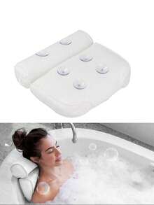 Almofada de Banheira Meio Corpo com Ventosas Antiderrapantes, Suporte para Pescoço e Costas, Acessório de Banheiro Doméstico, Almofada de Banheira em Tela, Almofada SPA, Almofada de Encosto, Adequada para Massagem nas Costas e Esfoliação, Lavável em Máquina, Macia e Confortável, Fácil de Limpar, Equipada com Ventosas Antiderrapantes - A - Visão 7