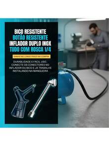 Kit Bico de Ar Para Encher Pneu com Engate Rápido Compressor - Preto - Visão 3
