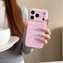 1pc Pink Ditsy Floral 17 Pro Max/16 Pro/15/14 Protective Phone Case For Women, Creative Design - Pink - View 2