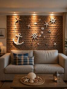 2pcs Decorative Fishing Net Hanging Ornaments, Mediterranean Style Photo Wall Fishing Net Decor, Ocean Theme Party Backdrop Net, Suitable For Bedroom Wall Decor, Birthday Party Backdrop, Seaside Theme Banquet Decor, Kindergarten Decoration, Back To School Classroom Wall Decor, Homestay Restaurant Ceiling Decoration - Khaki - View 7