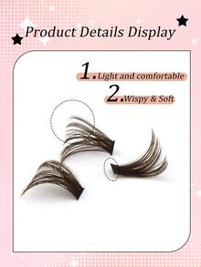 280 Clusters Brown D Curl 60D+80D+100D Mixed Size Large Capacity Segmented Fluffy Soft Lightweight Faux Mink Fur DIY Caramel Color Dense Colorful Eyelashes - 查看 6