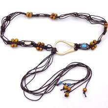 Cadena de cintura trenzada bohemia con conchas de café, cinturódecorativo con falda, joyeríde cadena de cintura con conchas de café - Cadena para la cintura con forma de concha de café - Ver 2