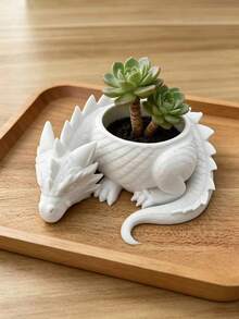 3D Printed Mini Fantasy Dragon Guardian Flower Pot, Creative Succulent Plant Pot, Desktop Decor Ornament, Bar Desk Tabletop Art Piece - A - View 2
