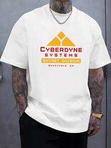 Nueva camiseta casual de verano para hombre con cuello redondo y mangas cortas, fresca y cómoda, con estampado de la División Skynet de Cyberdyne Systems, adecuada para actividades al aire l - Negro - Ver 1
