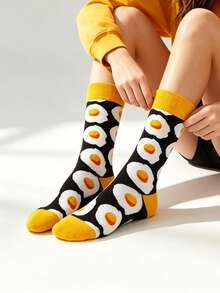 Random 3/5/8/10/15/20 Pairs Fruit Pattern Mid-Calf Socks, Colorful Personalized Socks, Suitable For All Seasons, And Versatile - Multicolor - View 3