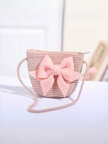 1pc Minimalist Ditsy Floral Pattern Spring/Summer Papyrus Crossbody Bag - Bow - View 5