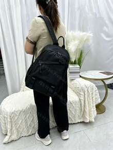 Women's Oxford Backpack - Large Capacity - 39 Cm High - With Multiple Compartments For School, Travel And Work - Black - View 3