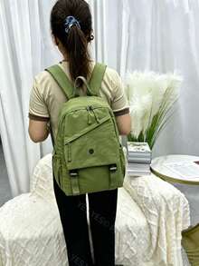 Women's Oxford Backpack - Large Capacity - 39 Cm High - With Multiple Compartments For School, Travel And Work - Grass Jelly Green - View 2