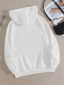 Women's Hoodie, New Fashion 2026, Casual Long Sleeve Sweatshirt With Slogan Print, Comfortable Autumn Clothing - 白色 - 查看 2