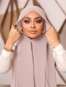 1pc 3 In 1 Instant Chiffon Hijab With Built-In Magnets And Undercap/All-In-One Instant Hijab--No Pins, Slip-Free Fit, Easy Wear In Seconds. - Instant Chiffon Hijab - View 21