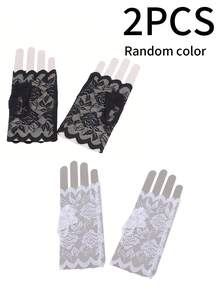 Women's Wedding Gloves Half-Finger Design Suitable For Short Dance Performances Highly Decorative Open-Finger, Suitable For Daily Decorative Gloves Fashionable Breathable - A - View 9